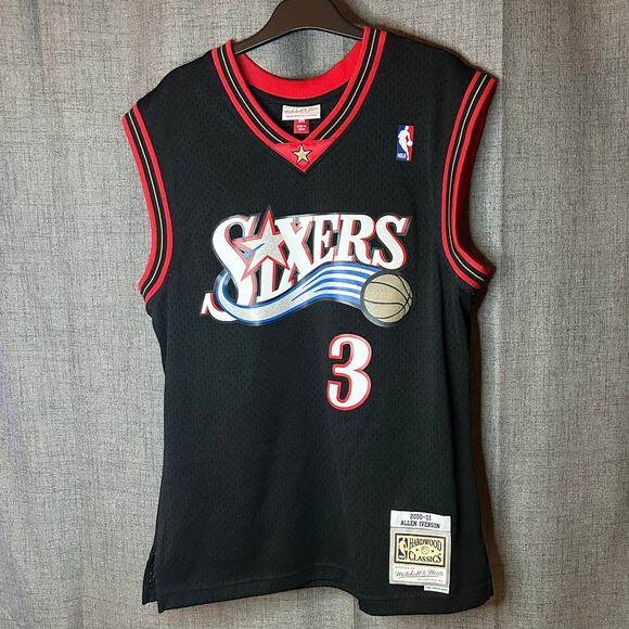 Mitchell Ness Allen Iverson Black Philadelphia 76ers Men's Med. Authentic Jersey - Picture 1 of 7